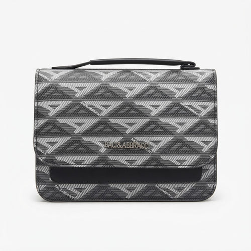 Baci & Abbracci – Borsa a Tracolla con Monogramma Grigio e Nero