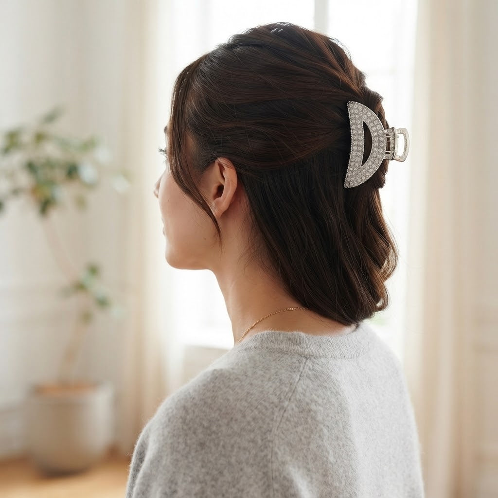 Clip Fermaglio per Capelli a Mezzaluna con Strass – 6 pz – Ingrosso Bigiotteria