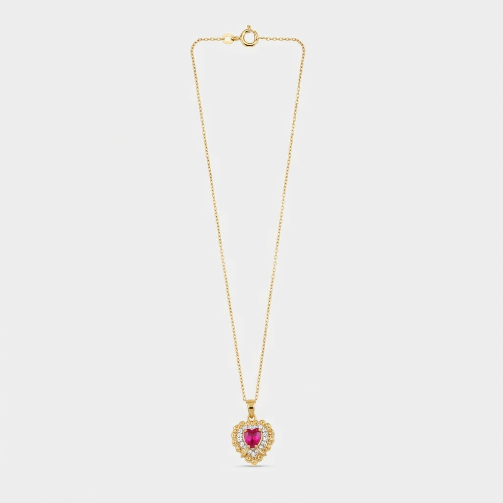 Collana con Ciondolo a Cuore in Cristallo Colorato