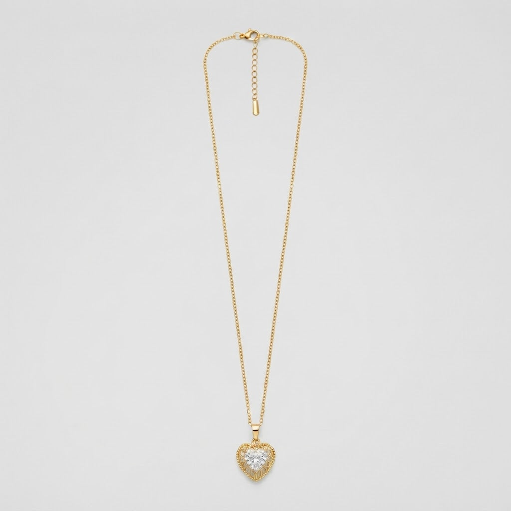 Collana con Ciondolo a Cuore in Cristallo Colorato