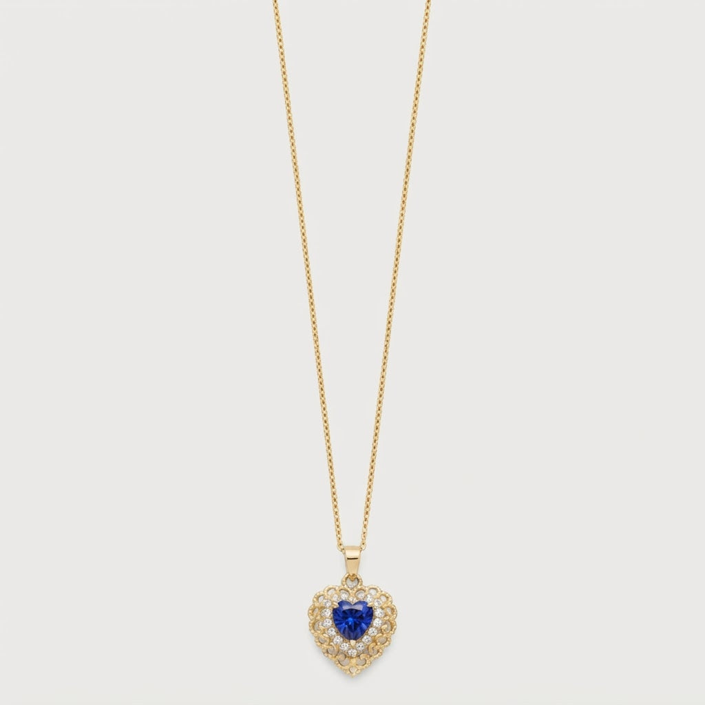 Collana con Ciondolo a Cuore in Cristallo Colorato