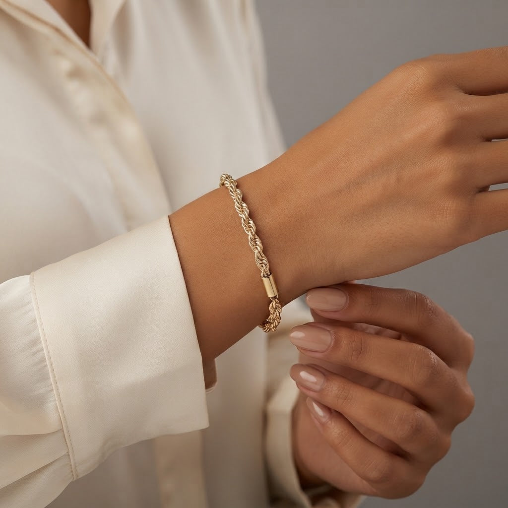 Bracciale a Catena Intrecciata in Acciaio Inossidabile