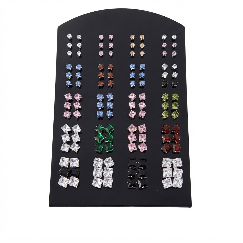Orecchini a Bottone in Cristallo Strass - Multicolore, Stili Assortiti