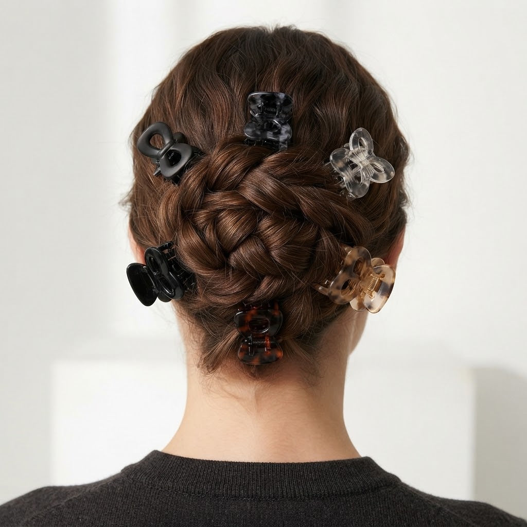 Set  Mini Mollette Farfalla – Clip Capelli Piccole, Stile Basic e Tartaruga 6 pz misti