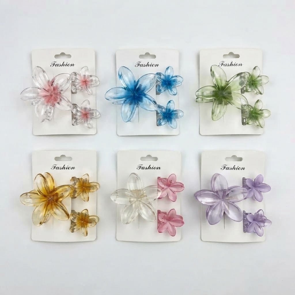 Mollette per Capelli a Fiore – Set Fermagli Fiore Trasparenti 6 pz