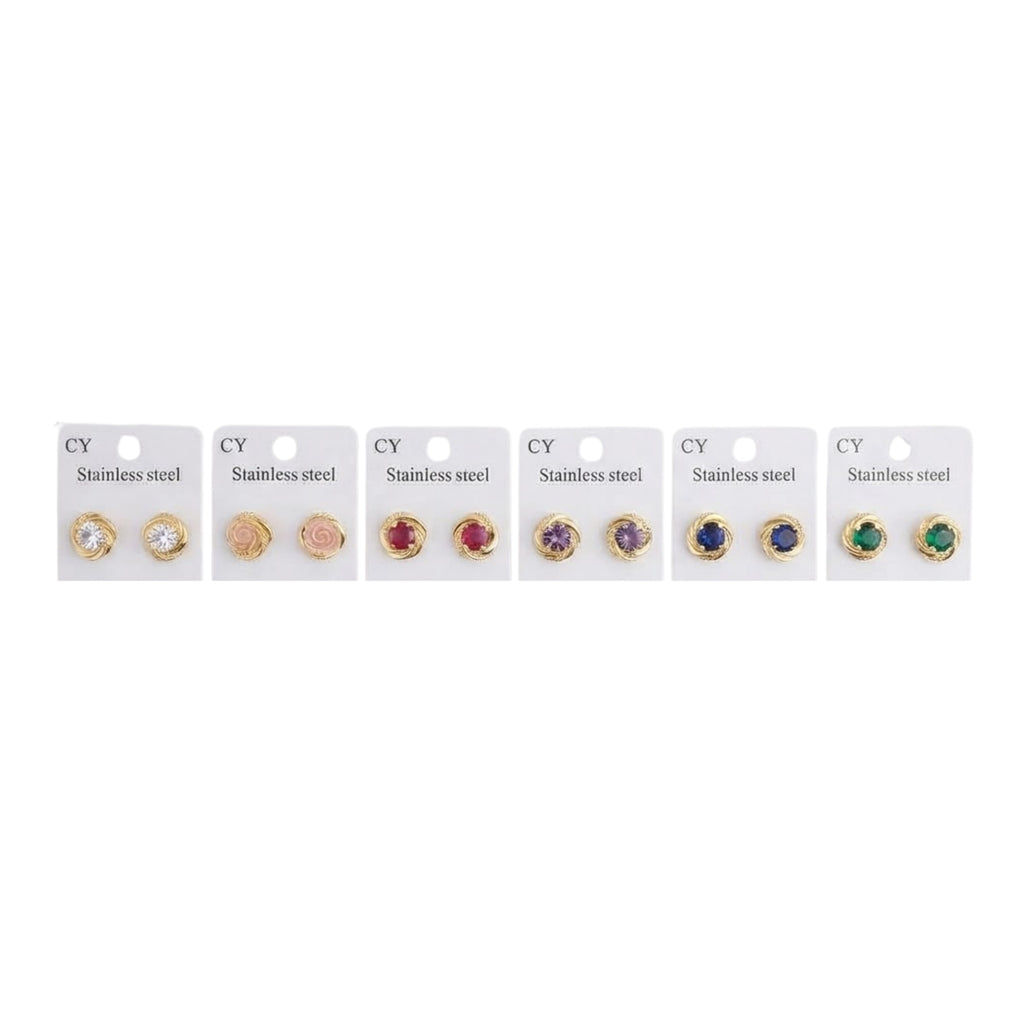 Orecchini a Bottone Nodo Intrecciato Multicolore – 12 pz – Ingrosso Bigiotteria