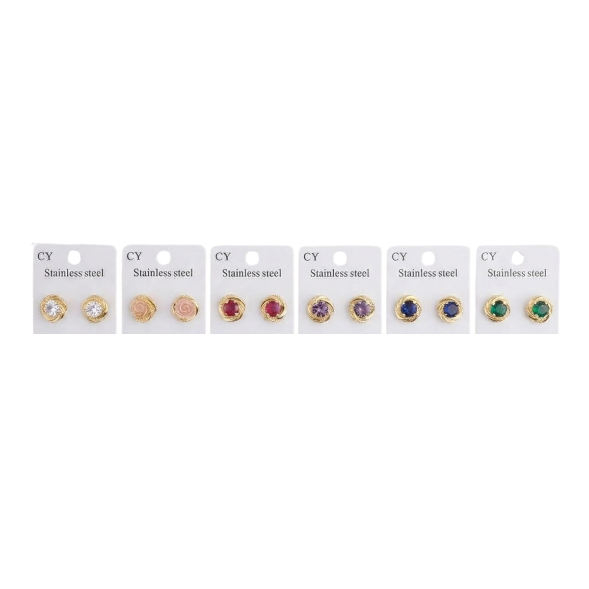 Orecchini a Bottone Nodo Intrecciato Multicolore – 12 pz – Ingrosso Bigiotteria