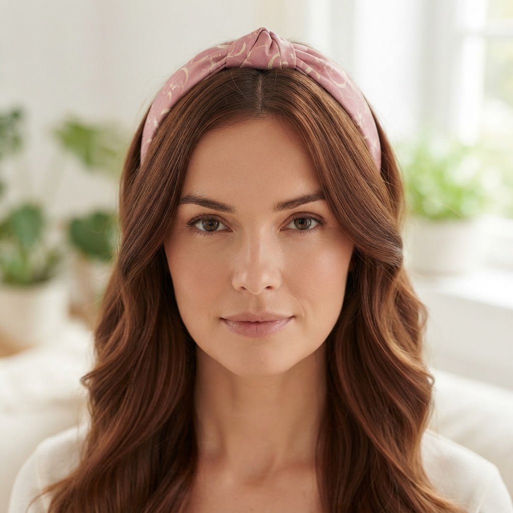 Cerchietto per Capelli Annodato con Fantasia Bicolore