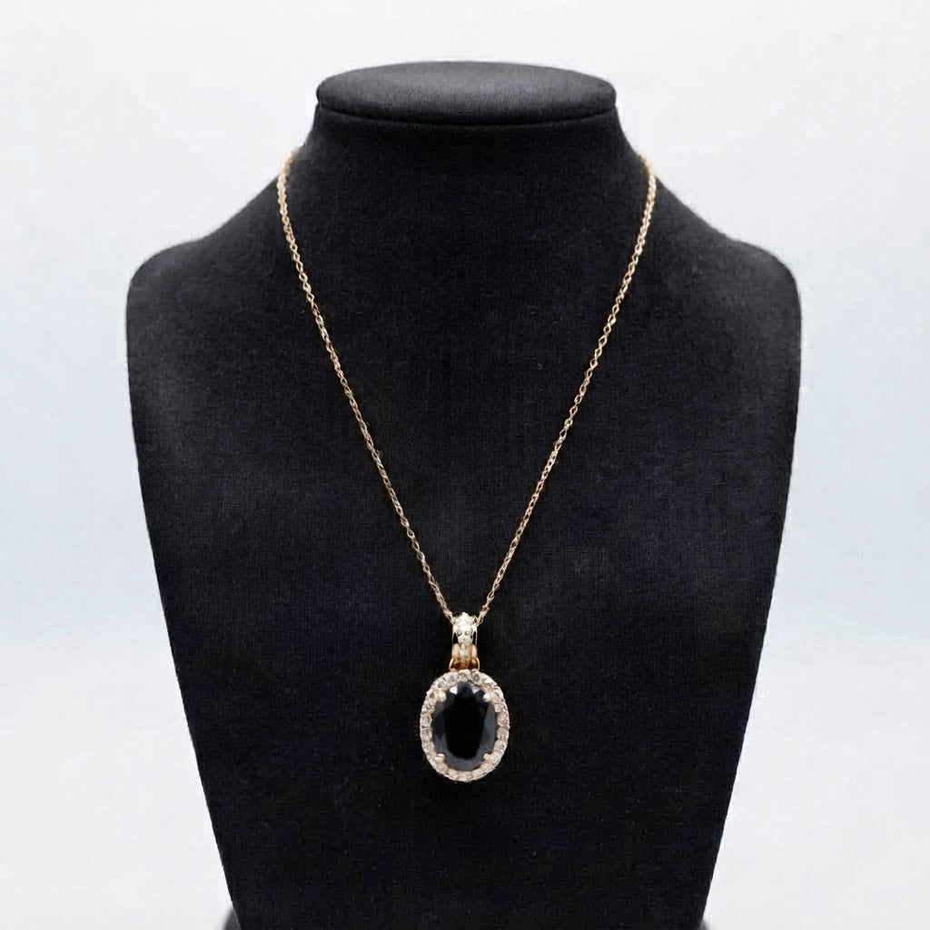 Collana con Ciondolo Ovale in Cristallo - Acciaio Inossidabile Dorato, Multicolore