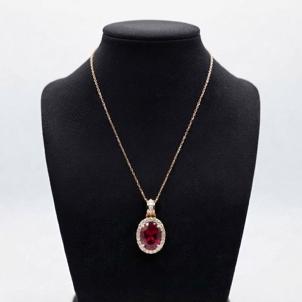Collana con Ciondolo Ovale in Cristallo - Acciaio Inossidabile Dorato, Multicolore