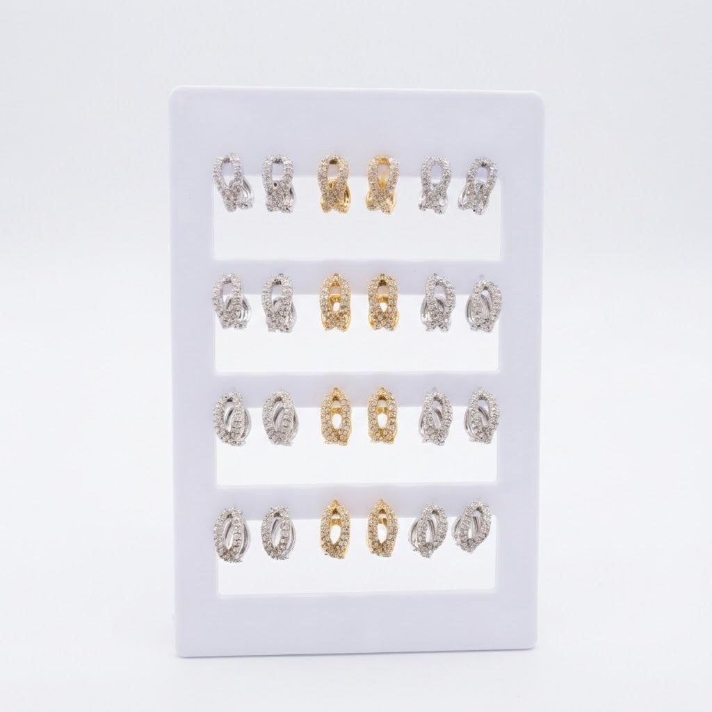 Orecchini a Cerchio Infinito con Zirconi - Colore Argento e Oro 24 pz