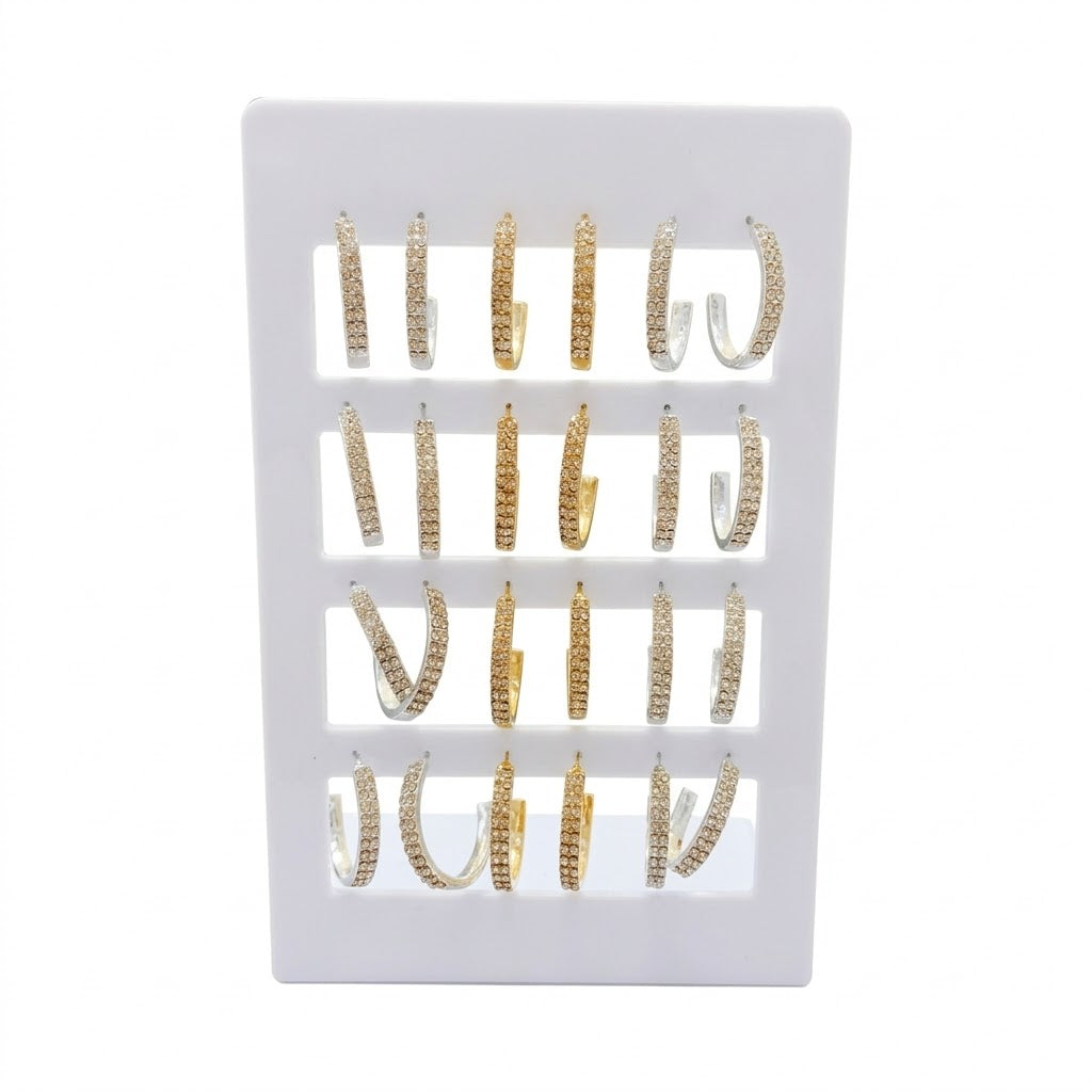 Orecchini a Cerchio Sottili con Zirconi - Colore Argento e Oro 24 pz