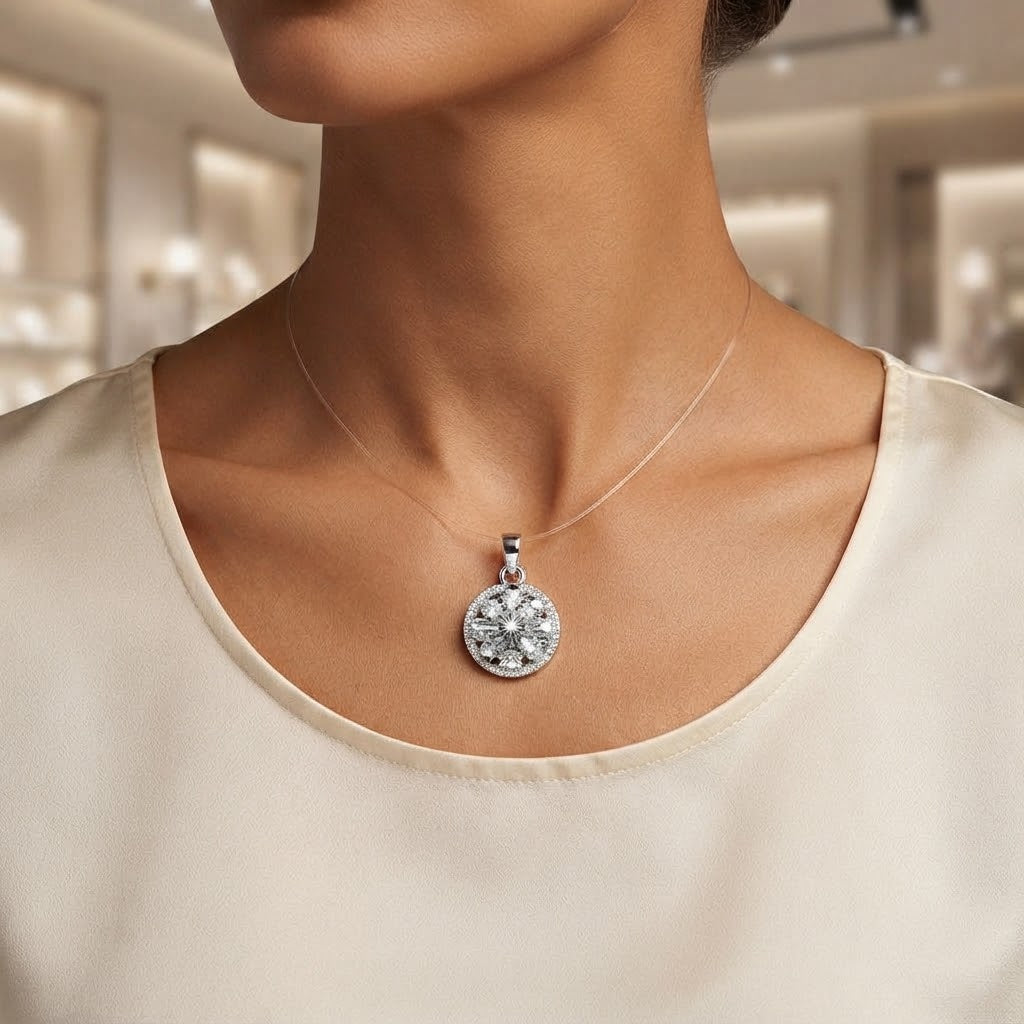 Collana con Ciondolo Tondo in Strass