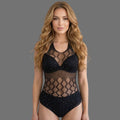 Body Lingerie Nero in Rete con Strass e Motivi Diamante