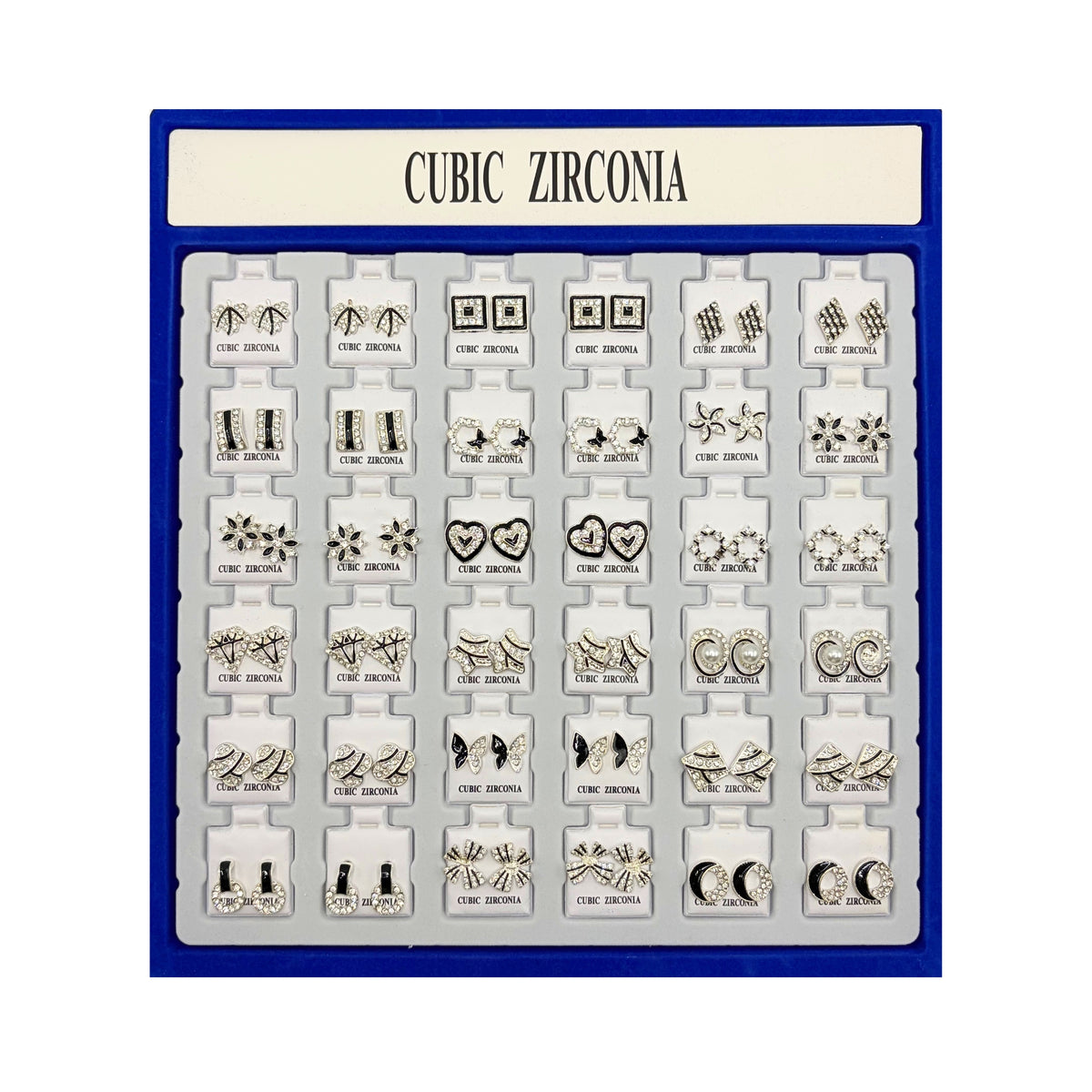 Espositore Orecchini Cubic Zirconia a Forma di Diamante Brillantinati – Ingrosso 72 pz