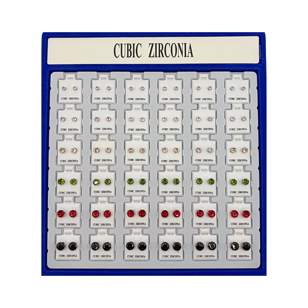 Espositore Orecchini Cubic Zirconia Punto Luce a 6 Colori – Ingrosso 72 pz