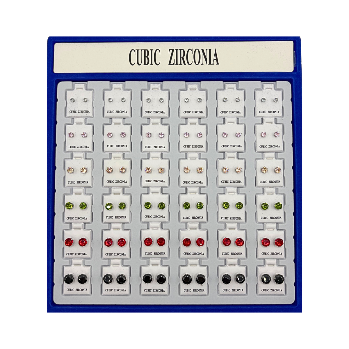 Espositore Orecchini Cubic Zirconia Punto Luce a 6 Colori – Ingrosso 72 pz