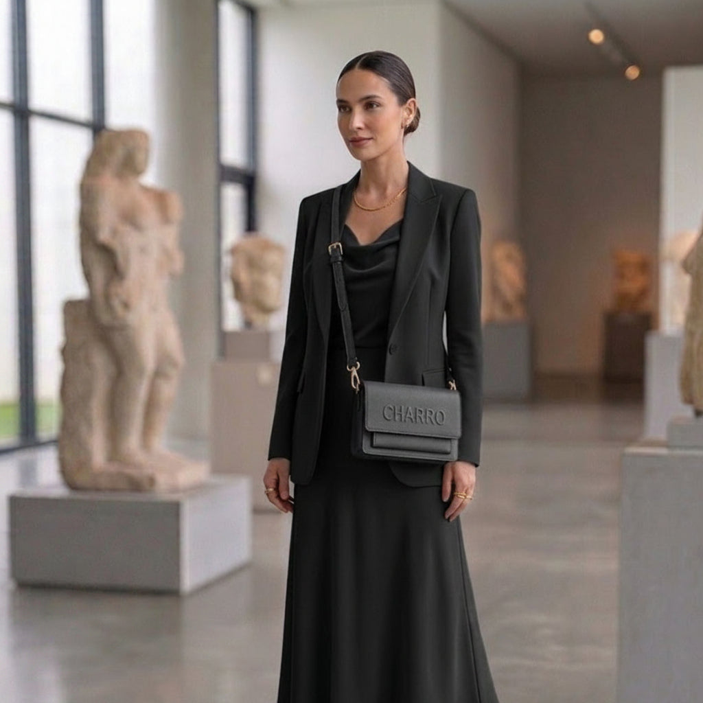 Borsa a Tracolla Charro Nera - Ecopelle Elegante
