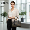 Borsa a Mano Charro con Stampa Monogram e Lucchetto – Nero e Bronzo