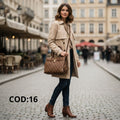 Borsa a Mano Charro con Stampa Monogram e Lucchetto – Marrone Chiaro / Cuoio