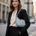 Borsa a Spalla Charro a Mezzaluna con Fibbia Dorata – Azzurro Polvere