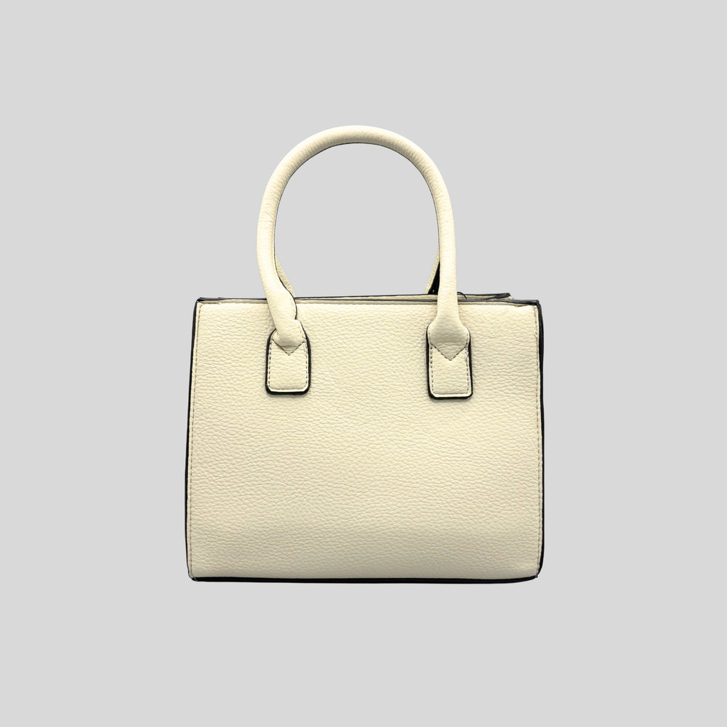 Borsa a Mano Rigida da Donna con Bordi a Contrasto — Panna / Bianco Panna