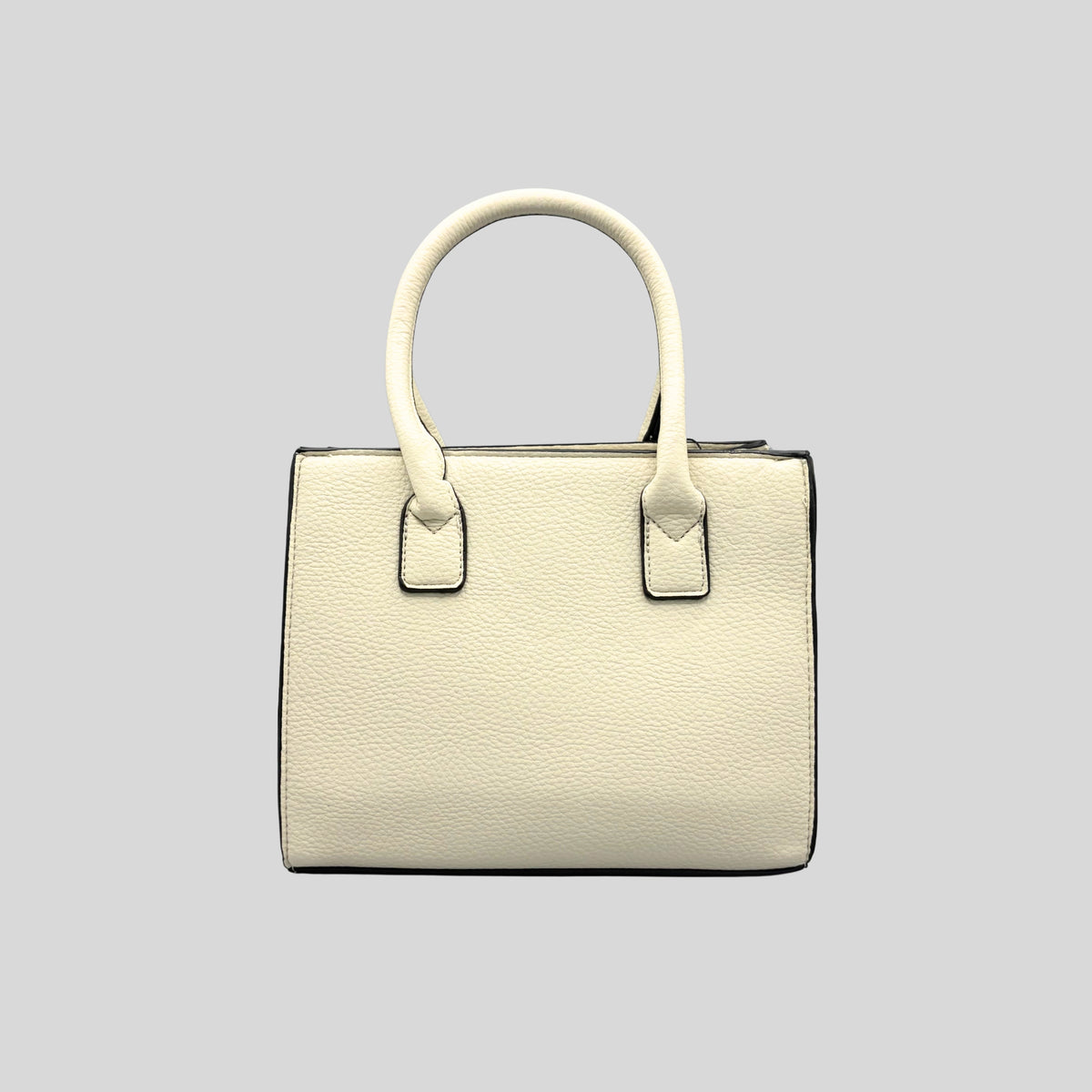 Borsa a Mano Rigida da Donna con Bordi a Contrasto — Panna / Bianco Panna