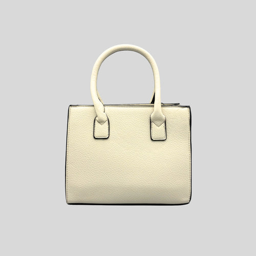 Borsa a Mano Rigida da Donna con Bordi a Contrasto — Panna / Bianco Panna