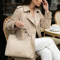 Borsa a Mano e Spalla Elegante con Manico Sagomato – Beige Chiaro