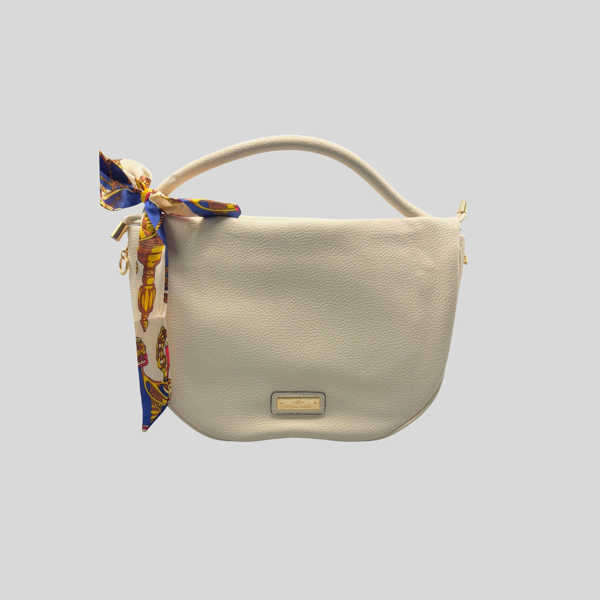 Borsa Donna Charro a Mano e Tracolla Beige con Foulard