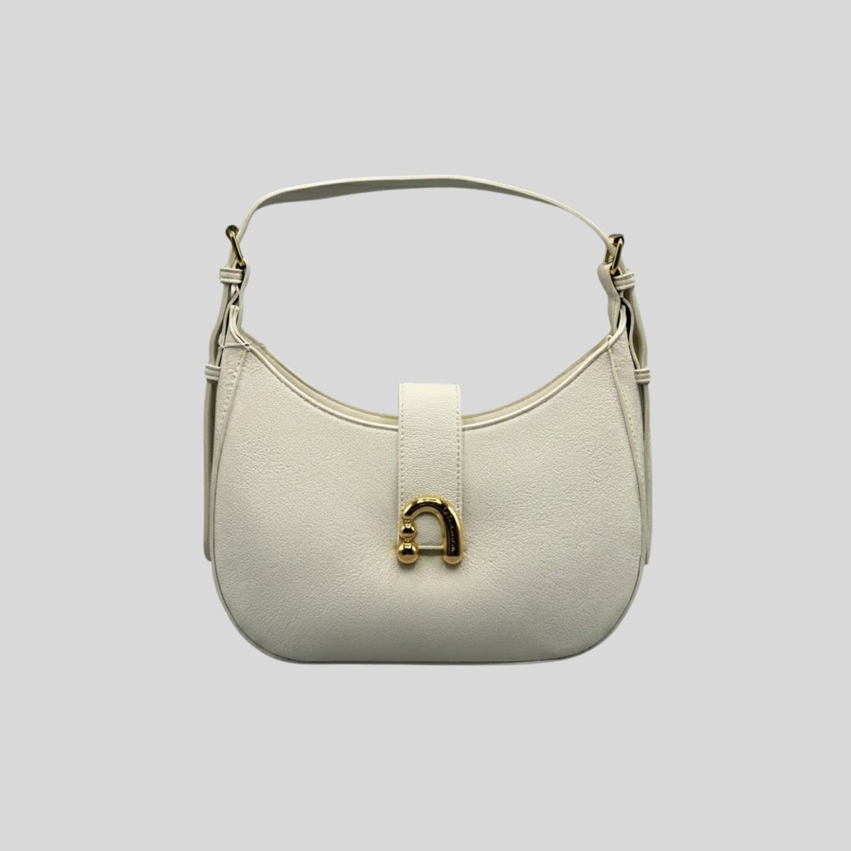 Borsa a Spalla Charro a Mezzaluna con Fibbia Dorata – Bianco
