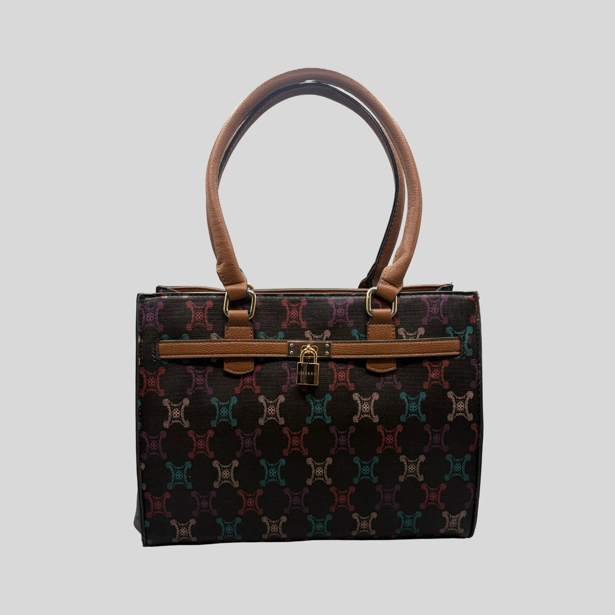 Borsa a Mano Charro con Stampa Monogram Multicolore e Lucchetto