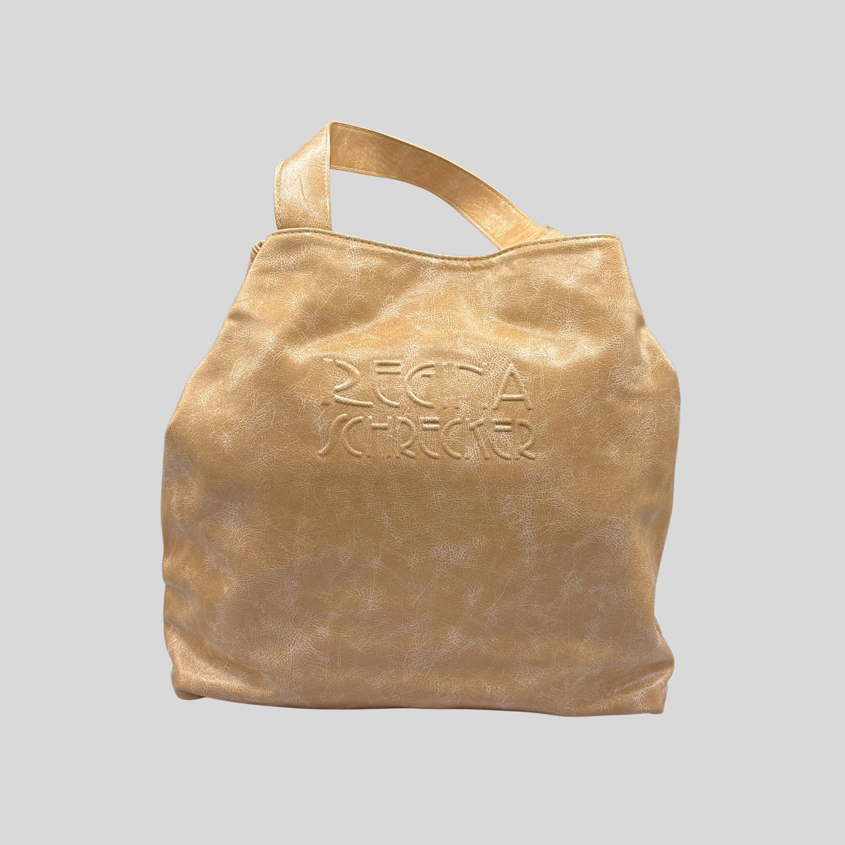 Borsa Tote Grande da Donna Effetto Vintage — Shopper Capiente a Spalla in Tinta Unita