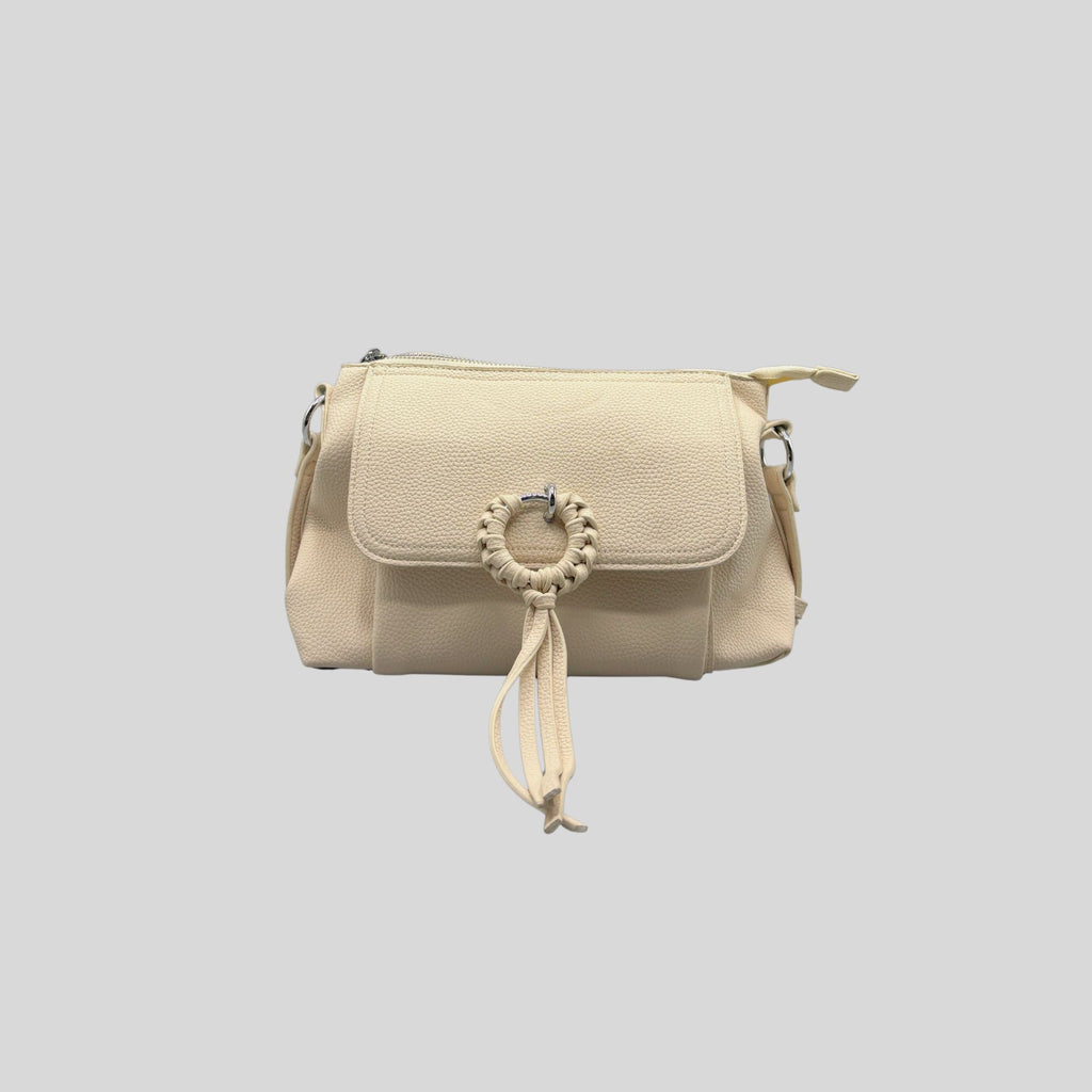Borsa a Tracolla Piccola da Donna con Dettaglio Anello Intrecciato — Beige / Panna