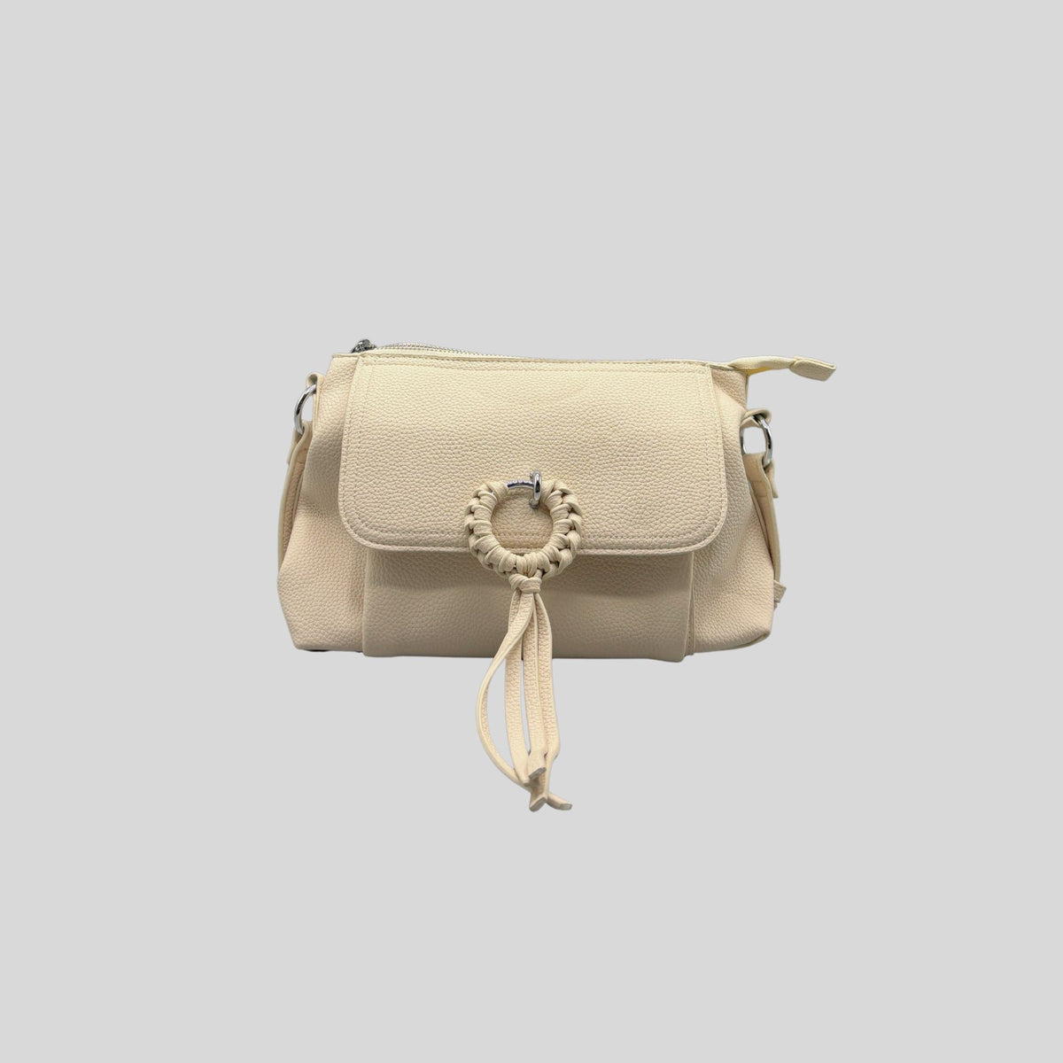 Borsa a Tracolla Piccola da Donna con Dettaglio Anello Intrecciato — Beige / Panna