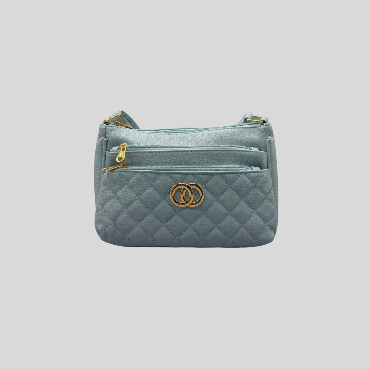 Borsa a Tracolla Donna Trapuntata Azzurra con Dettagli Oro – Mini Bag Elegante Multiscomparto