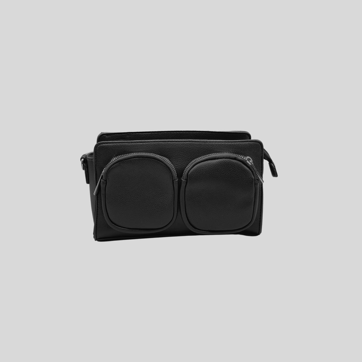 Borsa a Tracolla Donna Nera con Doppia Tasca Frontale – Crossbody Bag Stile Urban