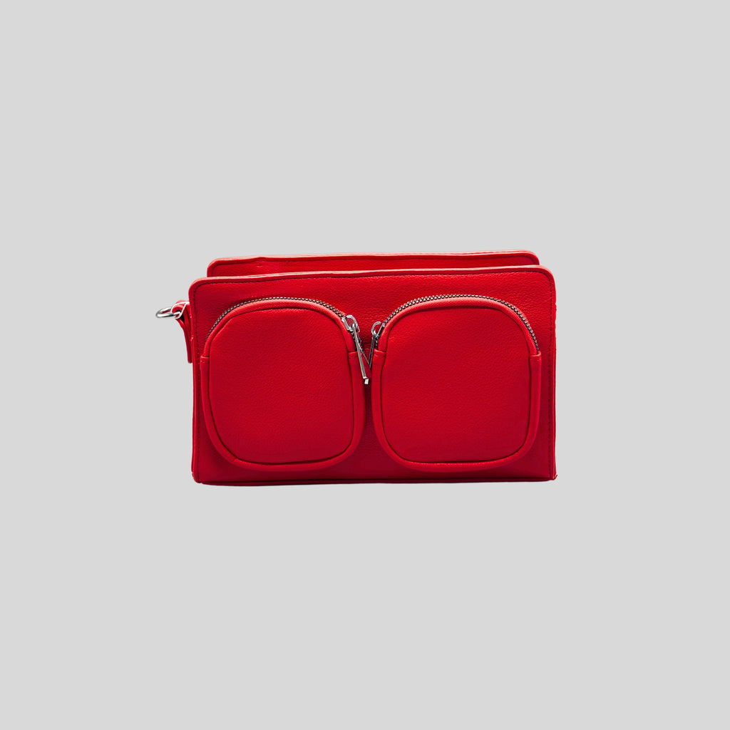Borsa a Tracolla Donna Rossa con Doppia Tasca Frontale – Crossbody Bag Colore Vivace