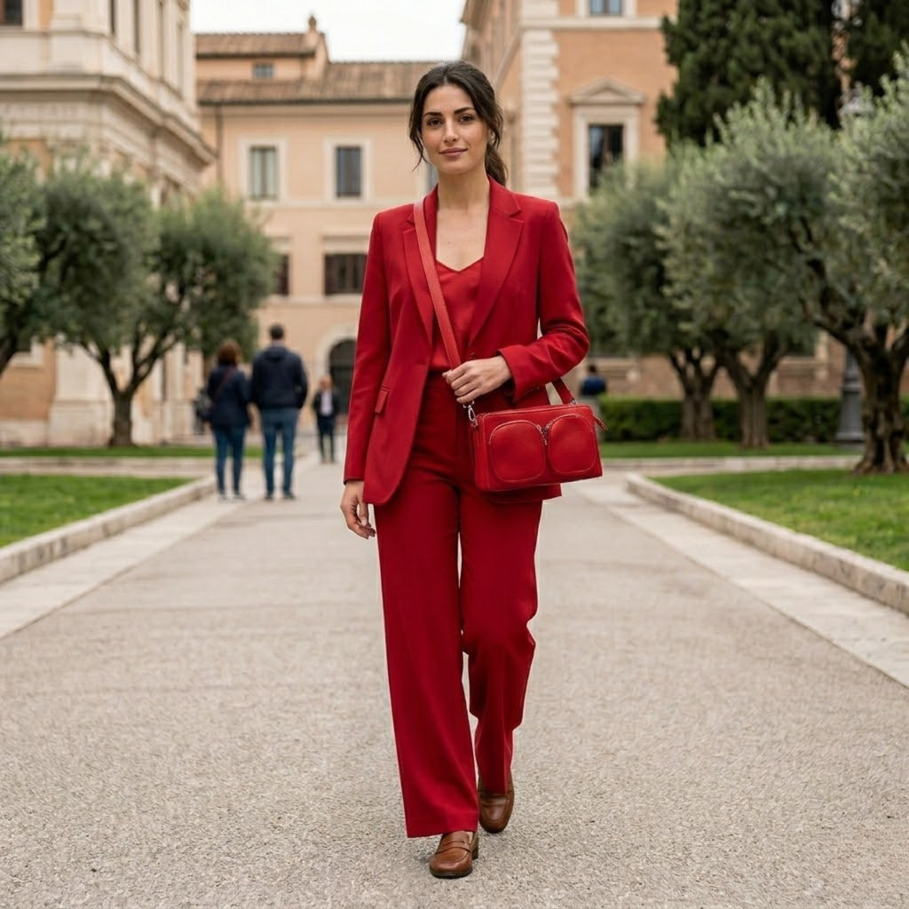 Borsa a Tracolla Donna Rossa con Doppia Tasca Frontale – Crossbody Bag Colore Vivace