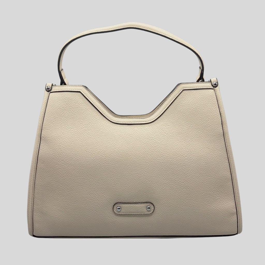 Borsa a Mano e Spalla Elegante con Manico Sagomato – Beige Chiaro