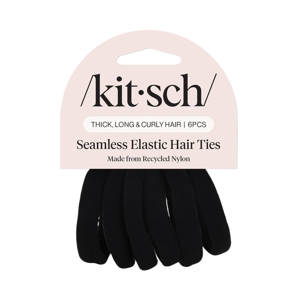 Elastici Capelli Senza Cuciture in Nylon Riciclato, Nero (6 pz) Ingrosso