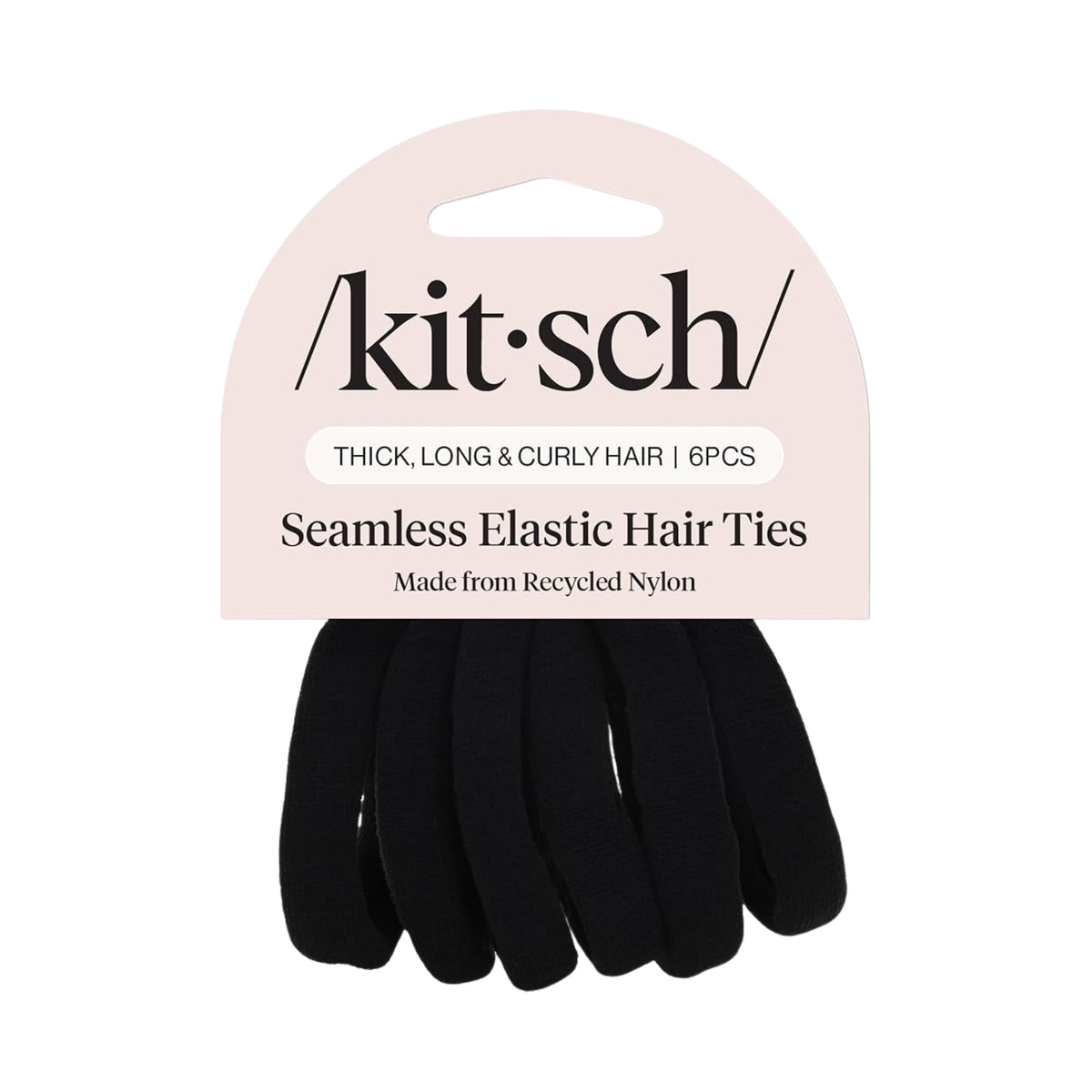 Elastici Capelli Senza Cuciture in Nylon Riciclato, Nero (6 pz) Ingrosso