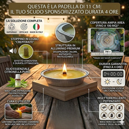 Candela alla Citronella in Vaschetta a Padella (11 cm) – Antizanzare da Esterno ad Ampia Durata