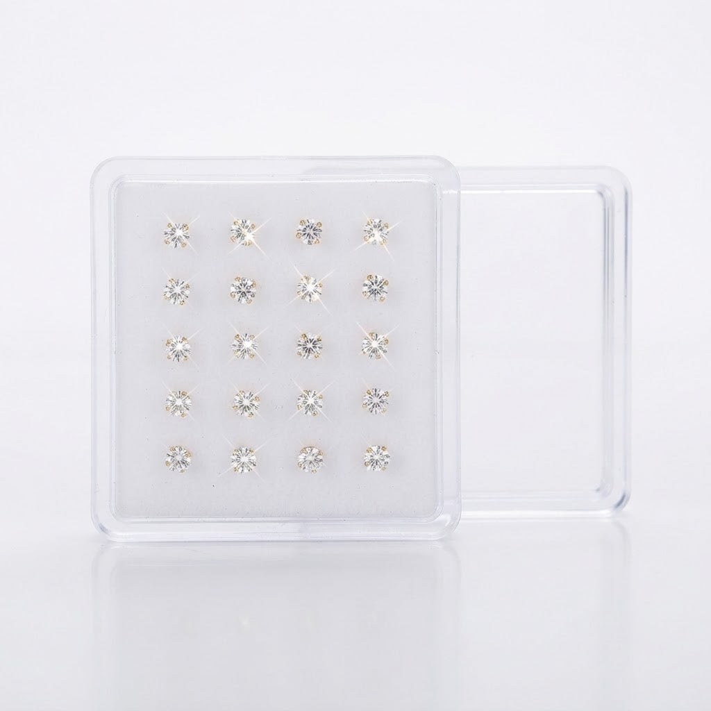Set 20 Piercing per Naso con Strass a Zirconi