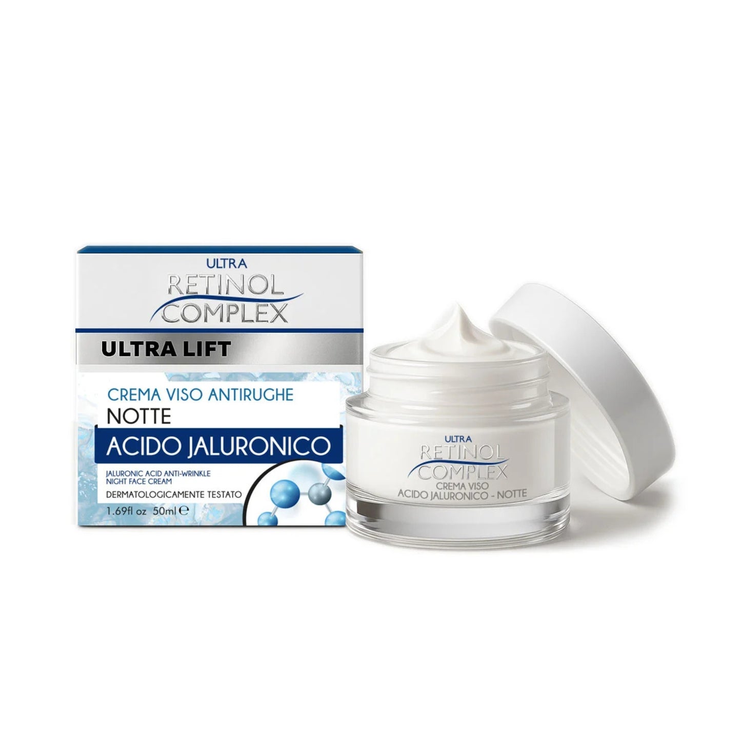 Crema Viso Antirughe Notte Acido Jaluronico Ultra Lift — Retinol Complex 50ml