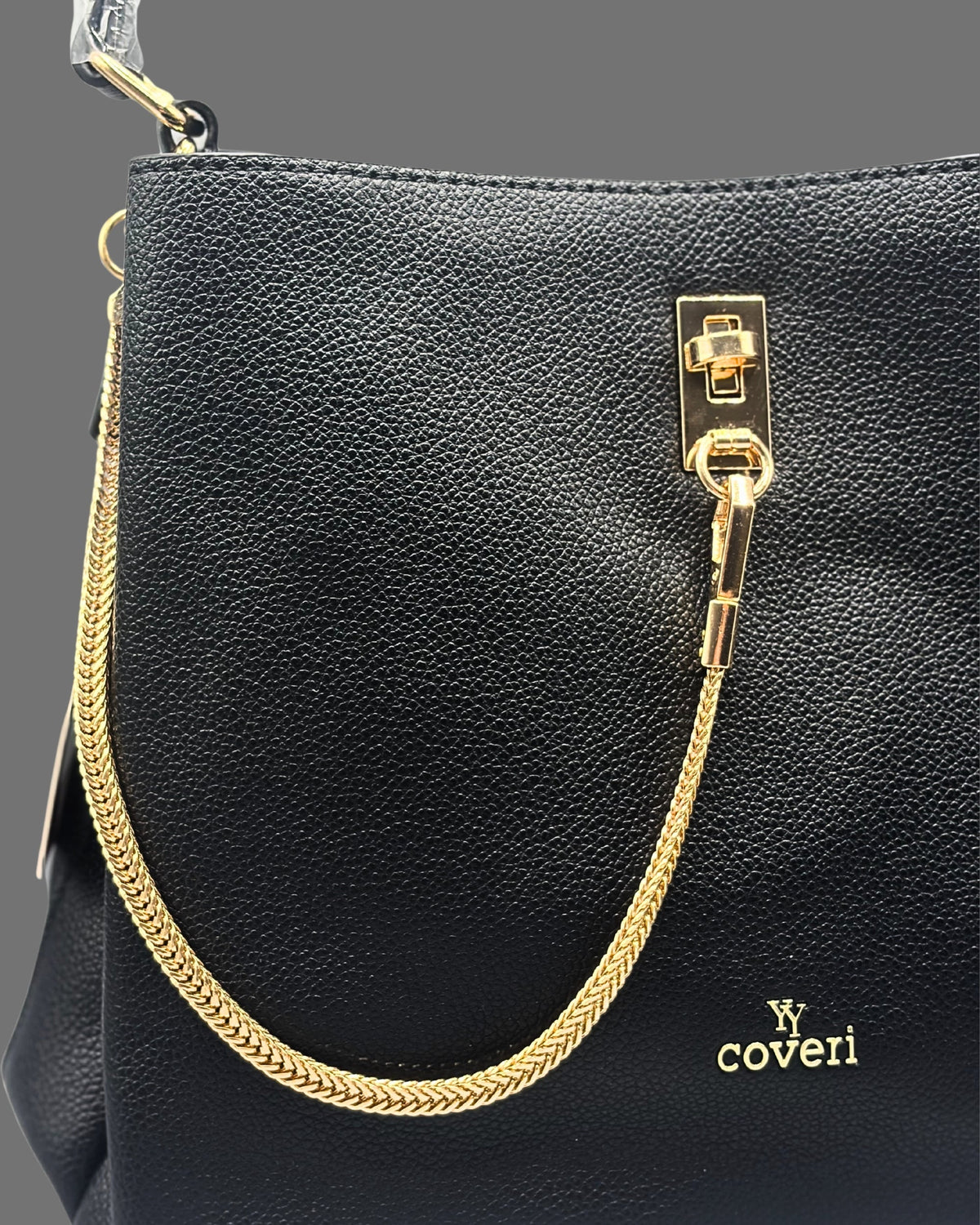 Borsa a mano Coveri nera con catena | Bucket bag donna - Donna Italiana