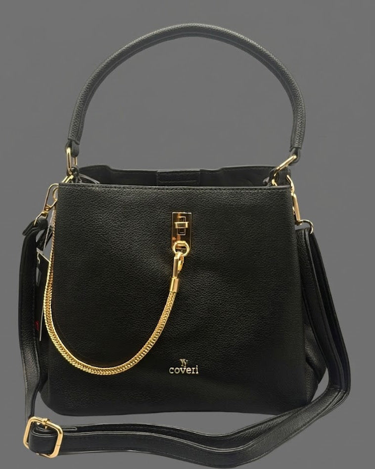 Borsa a mano Coveri nera con catena | Bucket bag donna - Donna Italiana