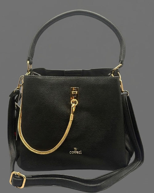 Borsa a mano Coveri nera con catena | Bucket bag donna - Donna Italiana