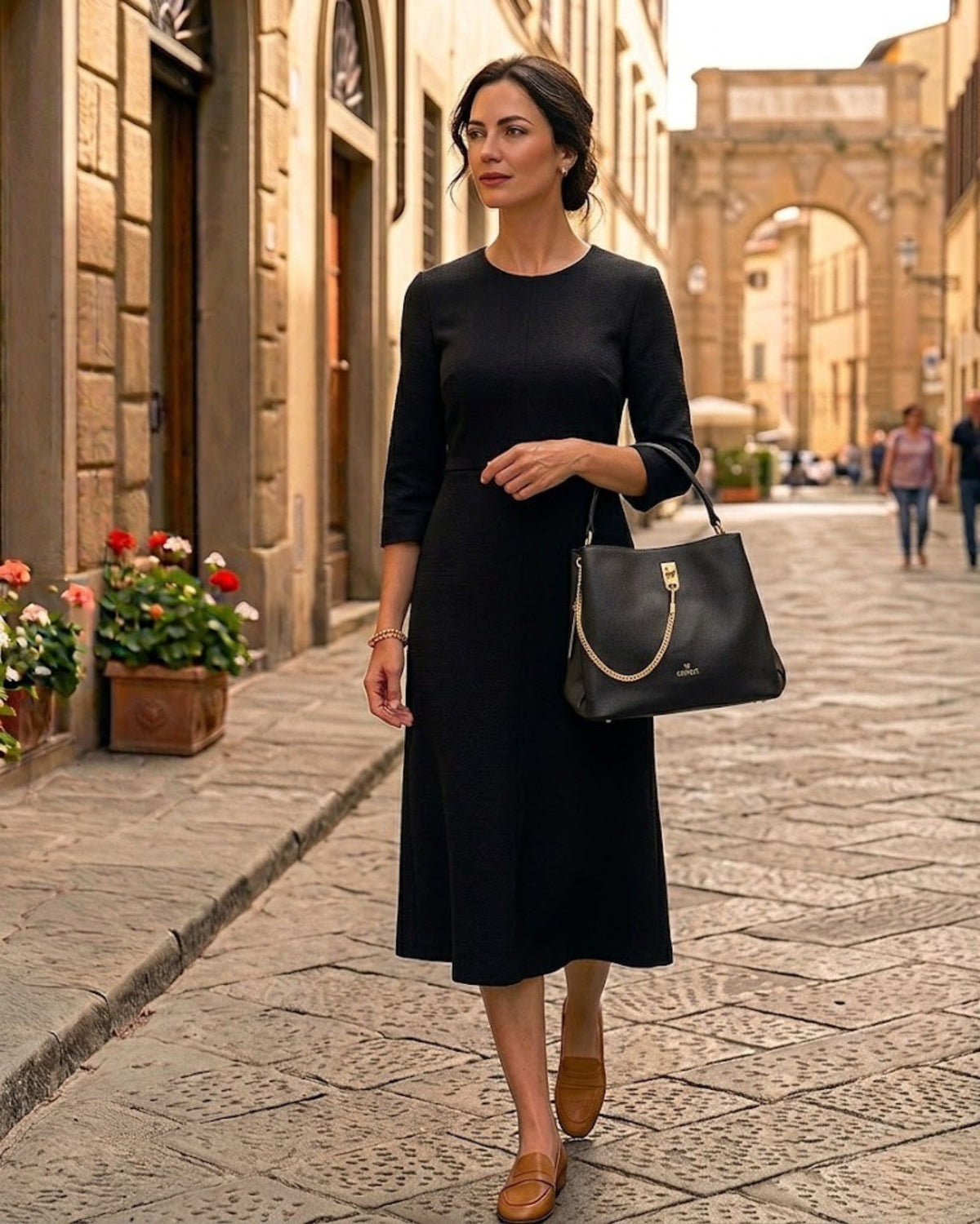 Borsa a mano Coveri nera con catena | Bucket bag donna - Donna Italiana