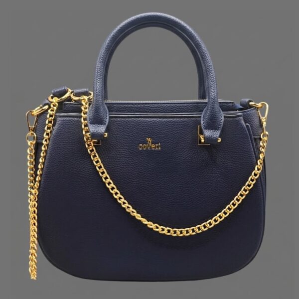 Borsa a Mano e Tracolla Enrico Coveri Blu Notte con Catena Dorata - Donna Italiana